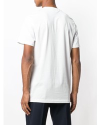 weißes und schwarzes bedrucktes T-Shirt mit einem Rundhalsausschnitt von Federico Curradi