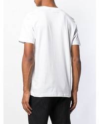 weißes und schwarzes bedrucktes T-Shirt mit einem Rundhalsausschnitt von Andrea Crews
