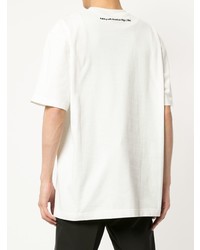 weißes und schwarzes bedrucktes T-Shirt mit einem Rundhalsausschnitt von Calvin Klein 205W39nyc