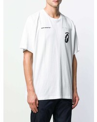 weißes und schwarzes bedrucktes T-Shirt mit einem Rundhalsausschnitt von Off-White