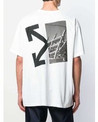 weißes und schwarzes bedrucktes T-Shirt mit einem Rundhalsausschnitt von Off-White