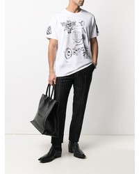 weißes und schwarzes bedrucktes T-Shirt mit einem Rundhalsausschnitt von Givenchy