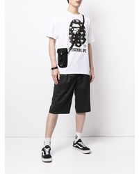 weißes und schwarzes bedrucktes T-Shirt mit einem Rundhalsausschnitt von A Bathing Ape