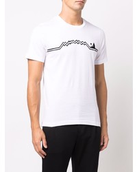 weißes und schwarzes bedrucktes T-Shirt mit einem Rundhalsausschnitt von Canali