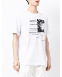 weißes und schwarzes bedrucktes T-Shirt mit einem Rundhalsausschnitt von Armani Exchange