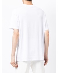 weißes und schwarzes bedrucktes T-Shirt mit einem Rundhalsausschnitt von Armani Exchange