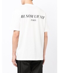 weißes und schwarzes bedrucktes T-Shirt mit einem Rundhalsausschnitt von Ih Nom Uh Nit