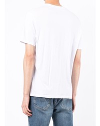 weißes und schwarzes bedrucktes T-Shirt mit einem Rundhalsausschnitt von Armani Exchange