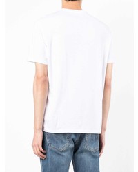 weißes und schwarzes bedrucktes T-Shirt mit einem Rundhalsausschnitt von Armani Exchange