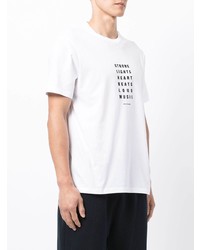 weißes und schwarzes bedrucktes T-Shirt mit einem Rundhalsausschnitt von Armani Exchange