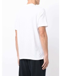 weißes und schwarzes bedrucktes T-Shirt mit einem Rundhalsausschnitt von Armani Exchange