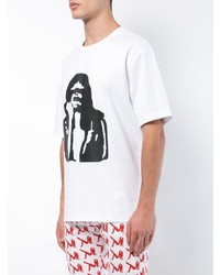 weißes und schwarzes bedrucktes T-Shirt mit einem Rundhalsausschnitt von Calvin Klein Jeans Est. 1978