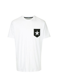 weißes und schwarzes bedrucktes T-Shirt mit einem Rundhalsausschnitt von GUILD PRIME