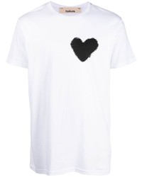 weißes und schwarzes bedrucktes T-Shirt mit einem Rundhalsausschnitt von Haikure