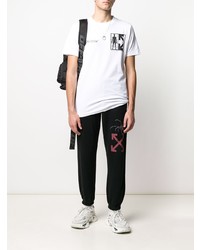 weißes und schwarzes bedrucktes T-Shirt mit einem Rundhalsausschnitt von Off-White