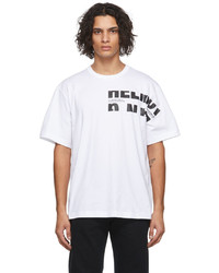 weißes und schwarzes bedrucktes T-Shirt mit einem Rundhalsausschnitt von Helmut Lang
