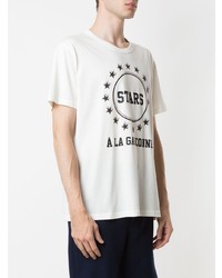 weißes und schwarzes bedrucktes T-Shirt mit einem Rundhalsausschnitt von À La Garçonne