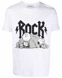 weißes und schwarzes bedrucktes T-Shirt mit einem Rundhalsausschnitt von Iceberg