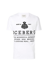 weißes und schwarzes bedrucktes T-Shirt mit einem Rundhalsausschnitt von Iceberg