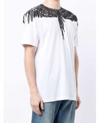 weißes und schwarzes bedrucktes T-Shirt mit einem Rundhalsausschnitt von Marcelo Burlon County of Milan