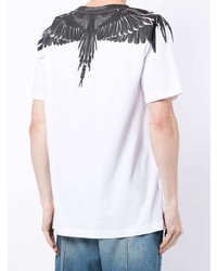 weißes und schwarzes bedrucktes T-Shirt mit einem Rundhalsausschnitt von Marcelo Burlon County of Milan