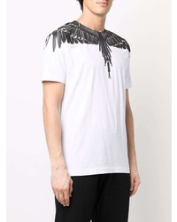 weißes und schwarzes bedrucktes T-Shirt mit einem Rundhalsausschnitt von Marcelo Burlon County of Milan