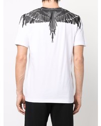 weißes und schwarzes bedrucktes T-Shirt mit einem Rundhalsausschnitt von Marcelo Burlon County of Milan