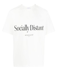 weißes und schwarzes bedrucktes T-Shirt mit einem Rundhalsausschnitt von Ih Nom Uh Nit