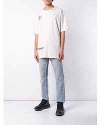 weißes und schwarzes bedrucktes T-Shirt mit einem Rundhalsausschnitt von Off-White