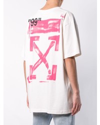 weißes und schwarzes bedrucktes T-Shirt mit einem Rundhalsausschnitt von Off-White