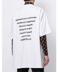 weißes und schwarzes bedrucktes T-Shirt mit einem Rundhalsausschnitt von Vetements