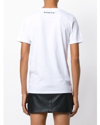 weißes und schwarzes bedrucktes T-Shirt mit einem Rundhalsausschnitt von Manokhi