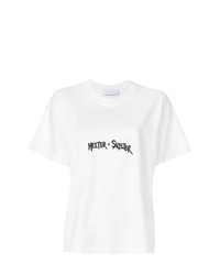 weißes und schwarzes bedrucktes T-Shirt mit einem Rundhalsausschnitt von IRO