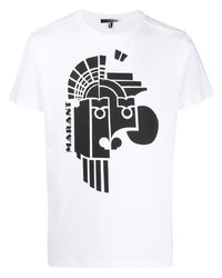 weißes und schwarzes bedrucktes T-Shirt mit einem Rundhalsausschnitt von Isabel Marant