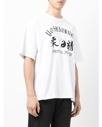 weißes und schwarzes bedrucktes T-Shirt mit einem Rundhalsausschnitt von Yoshiokubo