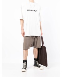 weißes und schwarzes bedrucktes T-Shirt mit einem Rundhalsausschnitt von Rick Owens DRKSHDW