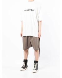 weißes und schwarzes bedrucktes T-Shirt mit einem Rundhalsausschnitt von Rick Owens DRKSHDW