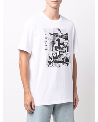 weißes und schwarzes bedrucktes T-Shirt mit einem Rundhalsausschnitt von Jordan