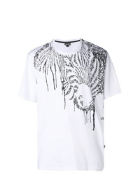 weißes und schwarzes bedrucktes T-Shirt mit einem Rundhalsausschnitt von Just Cavalli