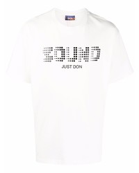 weißes und schwarzes bedrucktes T-Shirt mit einem Rundhalsausschnitt von Just Don