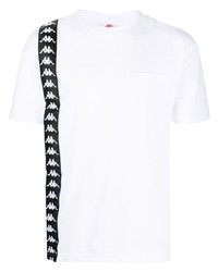 weißes und schwarzes bedrucktes T-Shirt mit einem Rundhalsausschnitt von Kappa