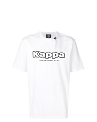 weißes und schwarzes bedrucktes T-Shirt mit einem Rundhalsausschnitt von Kappa