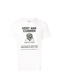 weißes und schwarzes bedrucktes T-Shirt mit einem Rundhalsausschnitt von Kent & Curwen