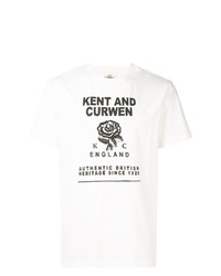 weißes und schwarzes bedrucktes T-Shirt mit einem Rundhalsausschnitt von Kent & Curwen