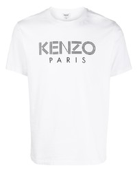 weißes und schwarzes bedrucktes T-Shirt mit einem Rundhalsausschnitt von Kenzo