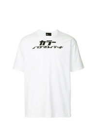 weißes und schwarzes bedrucktes T-Shirt mit einem Rundhalsausschnitt von Kolor