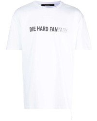 weißes und schwarzes bedrucktes T-Shirt mit einem Rundhalsausschnitt von Ksubi