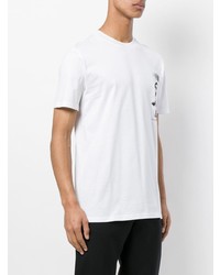 weißes und schwarzes bedrucktes T-Shirt mit einem Rundhalsausschnitt von Lanvin