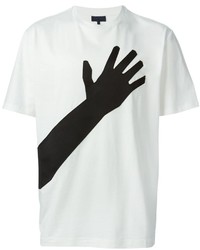 weißes und schwarzes bedrucktes T-Shirt mit einem Rundhalsausschnitt von Lanvin