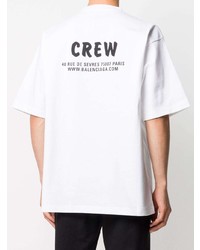 weißes und schwarzes bedrucktes T-Shirt mit einem Rundhalsausschnitt von Balenciaga